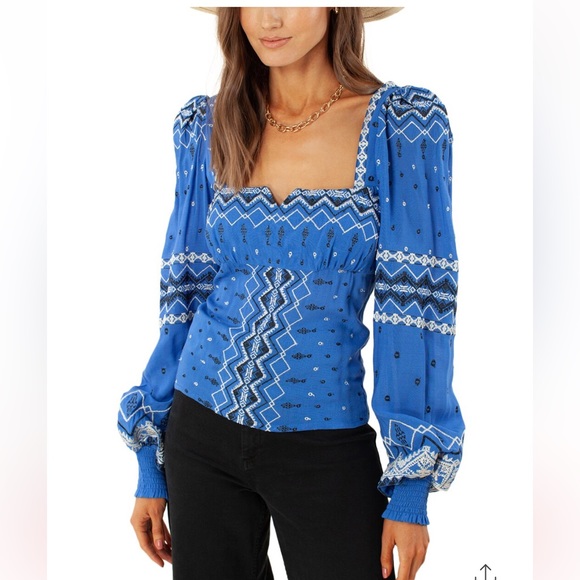 Hale Bob Hassina Embroidery Top in Blue, Size Small - Picture 8 of 16